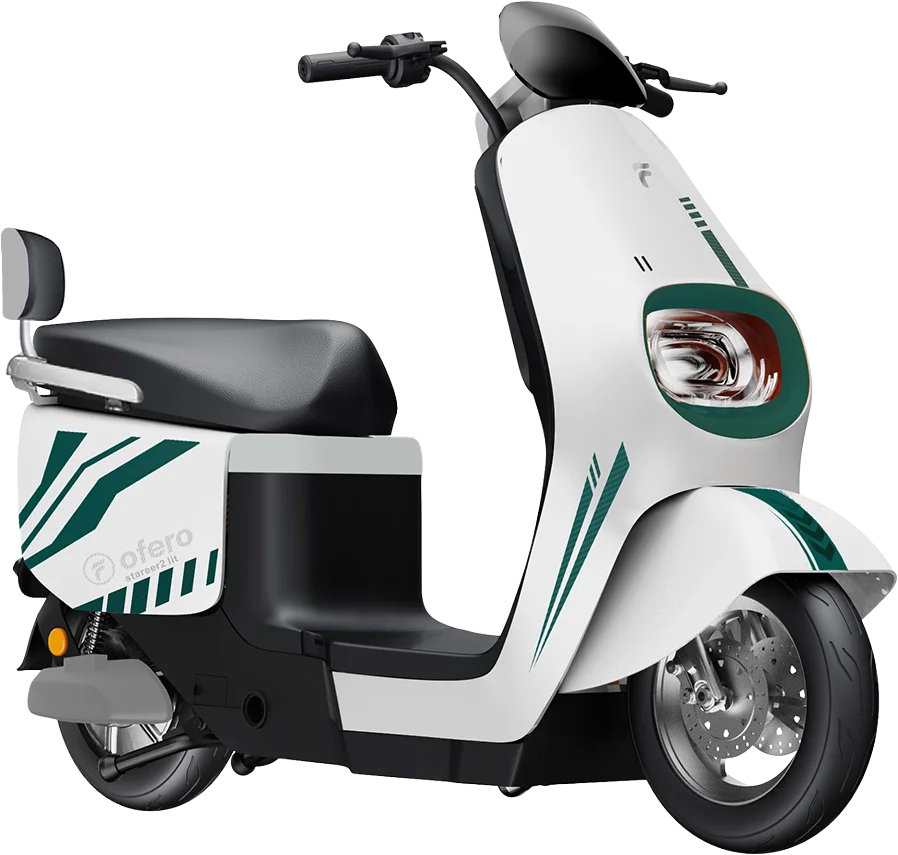Ofero Stareer Motor in white, front three-quarter view