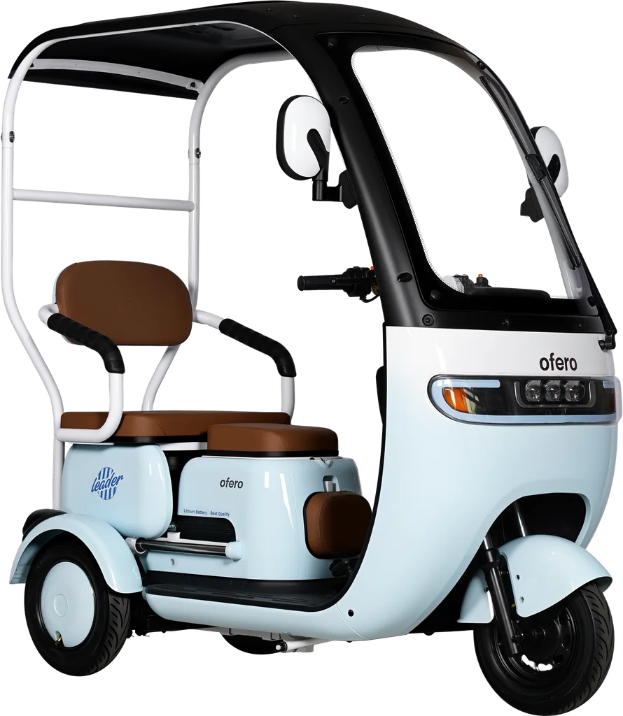 Light blue front three-quarter view — Ofero Agila Mini sample vehicle.