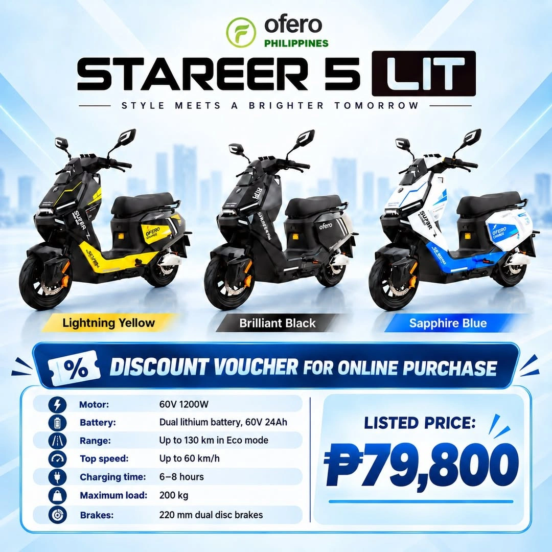 Three OFERO Stareer 5 LIT colorways together: Lightning Yellow, Brilliant Black and Sapphire Blue; front three-quarter view, facing left