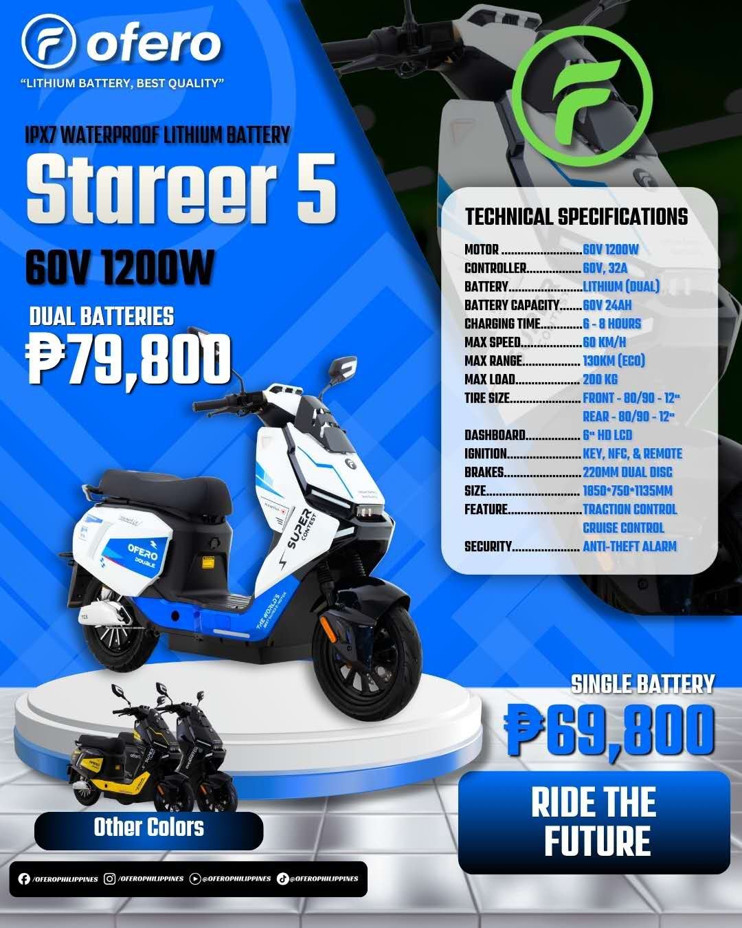 Ofero Philippines field promotion roadshow material showing Stareer 5 electric scooter for Cavite and Metro Manila buyers