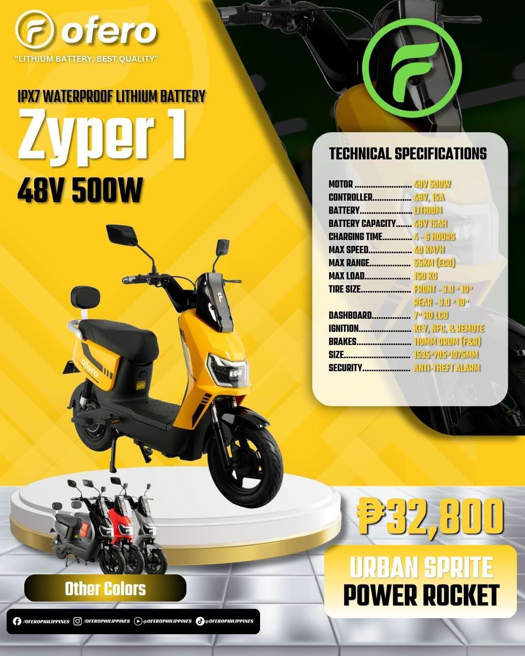 Ofero Zyper 1 price poster update for Philippines e-bike promo buyers